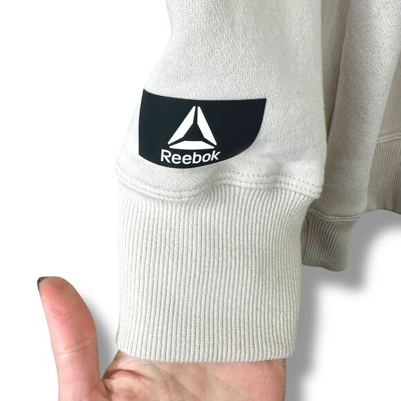 Reebok NWOT Light Tan Beige Crewneck Fleece Pullover Soft Logo Sweatshirt XL - Picture 4 of 5